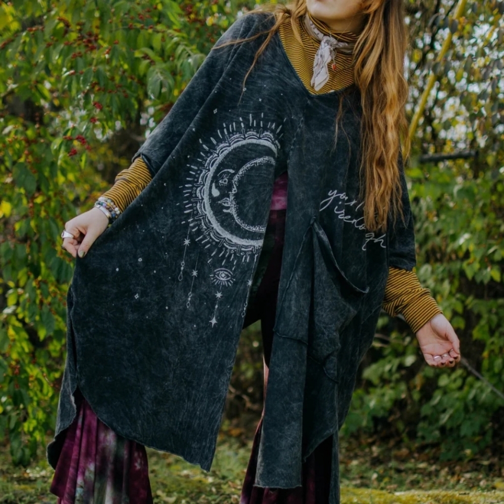 Kantha Bae Dream Muu Split Tee Lagenlook One Size Discontinued Hippie Boho Top